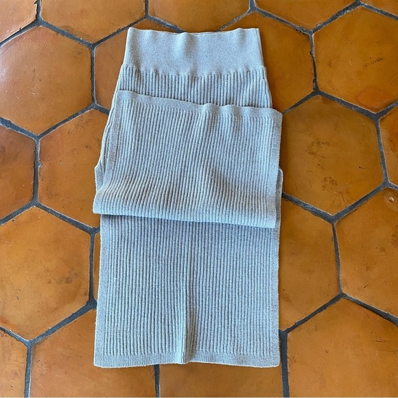 Free People Midi Skirt Gray Golden Hour Ribbed Sweater Minimal Coastal Resort M - Picture 5 of 7